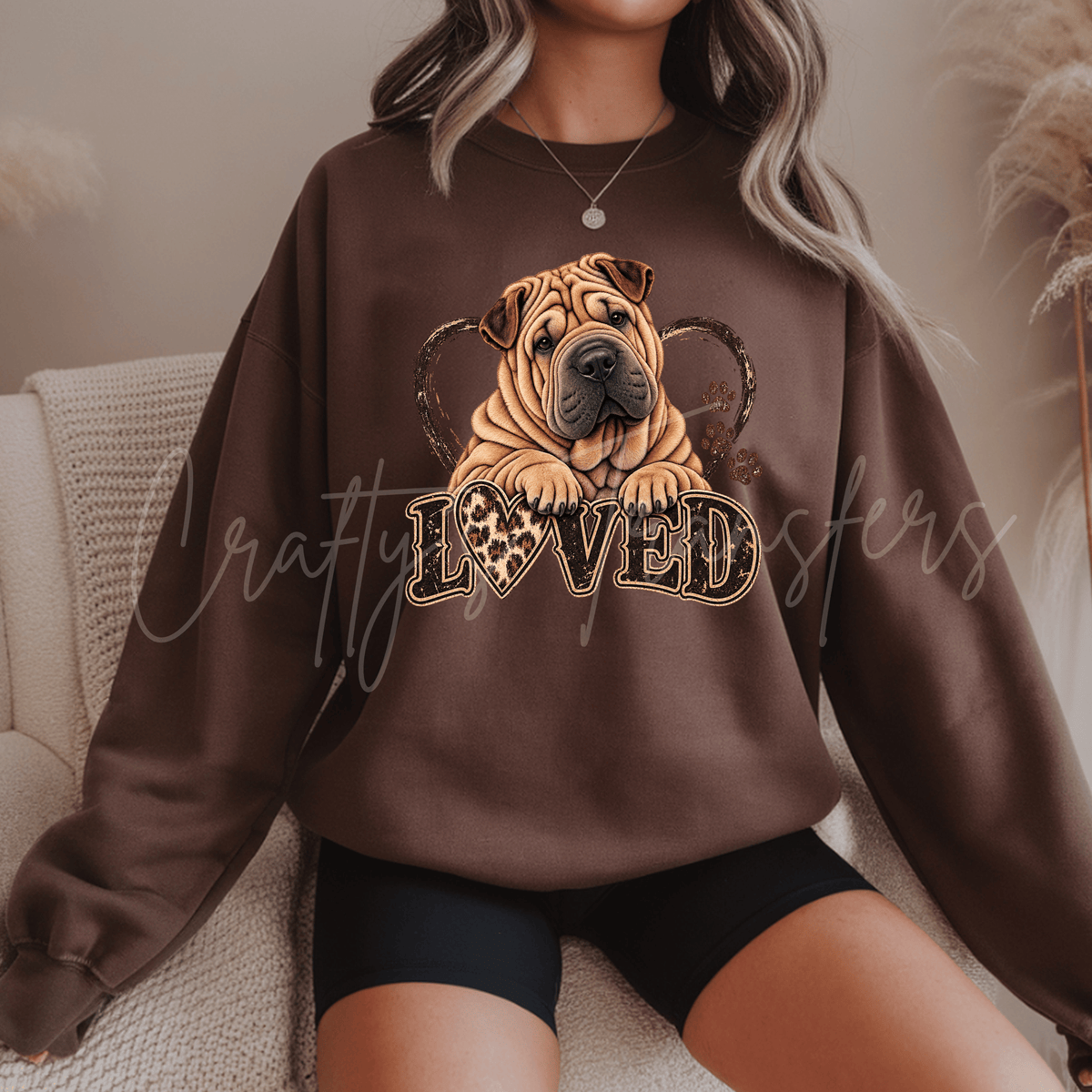 Loved Dog DTF Transfer – Leopard Heart Cute Pet Lover Graphic
