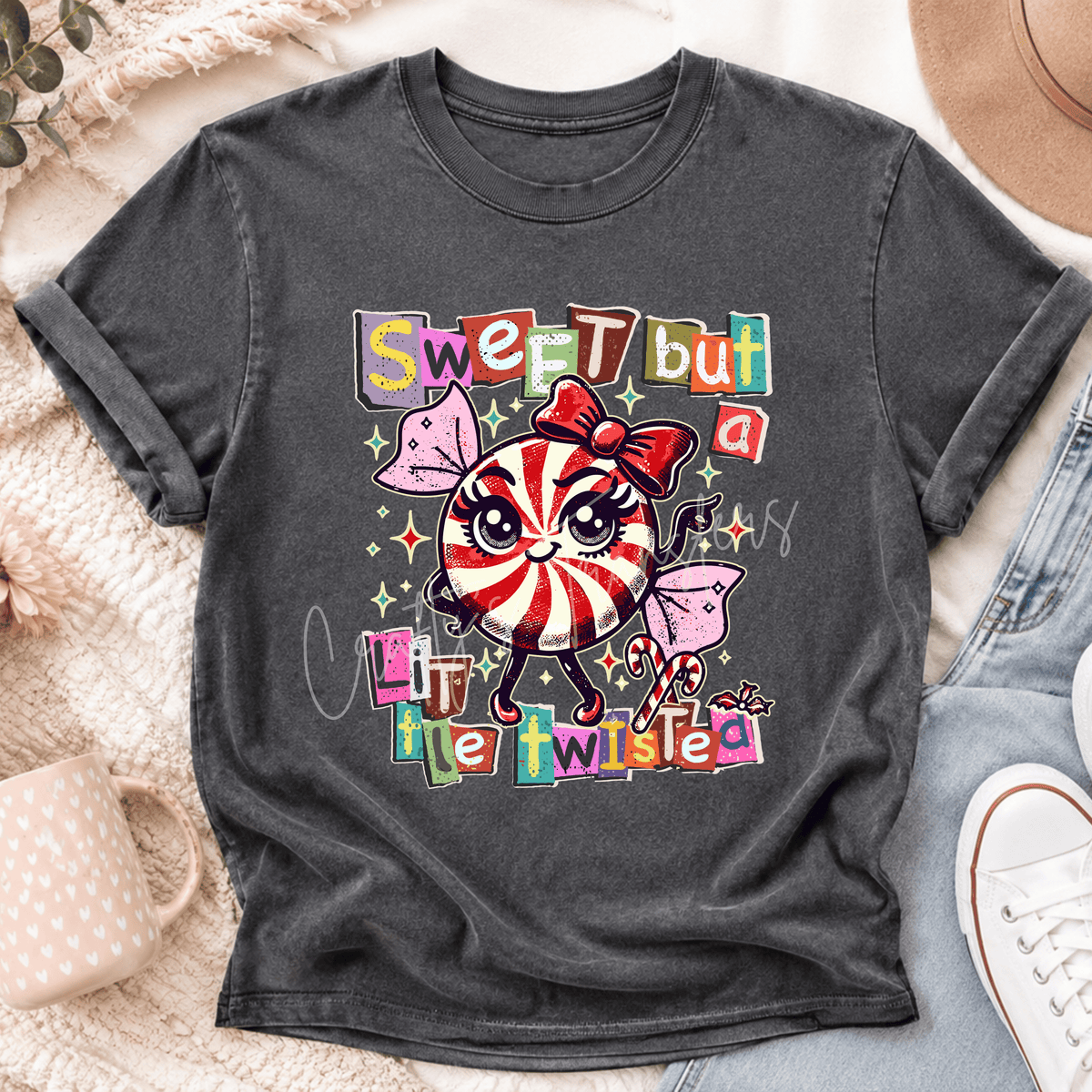 Sweet But a Little Twisted Peppermint DTF Transfer – Cute Retro Christmas Candy Design