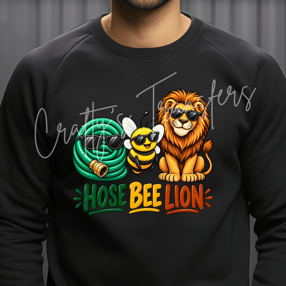Hose Bee Lion DTF Transfer – Funny Sunglasses Firefighter Pun Graphic