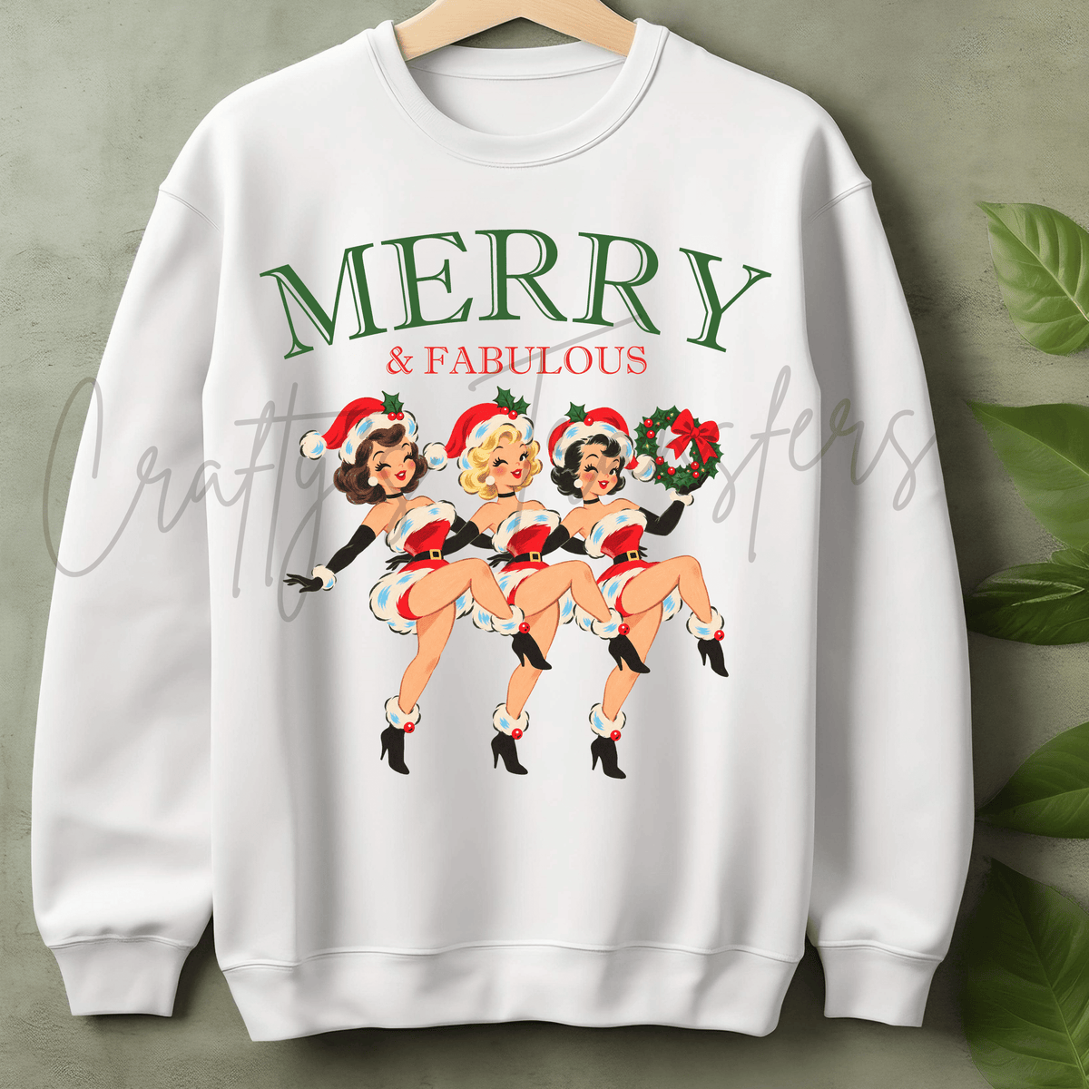 Merry & Fabulous Christmas DTF Transfer – Retro Holiday Girls Shirt Design – Vintage Christmas DTF