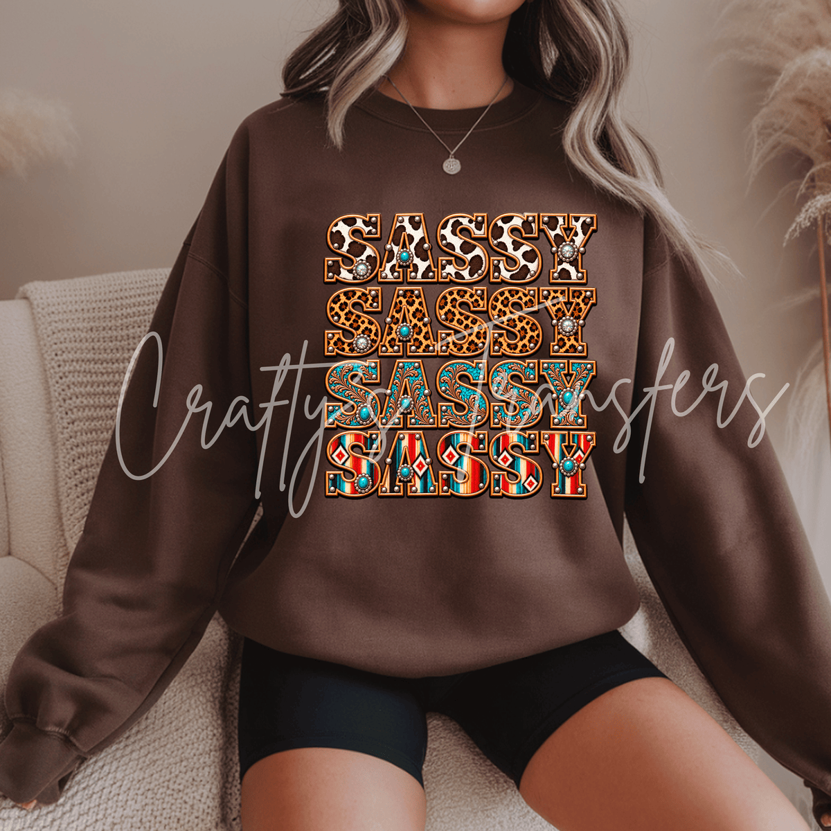 Sassy Western DTF Transfer – Cow Print Leopard Turquoise Shirt Design – Western Pattern DTF