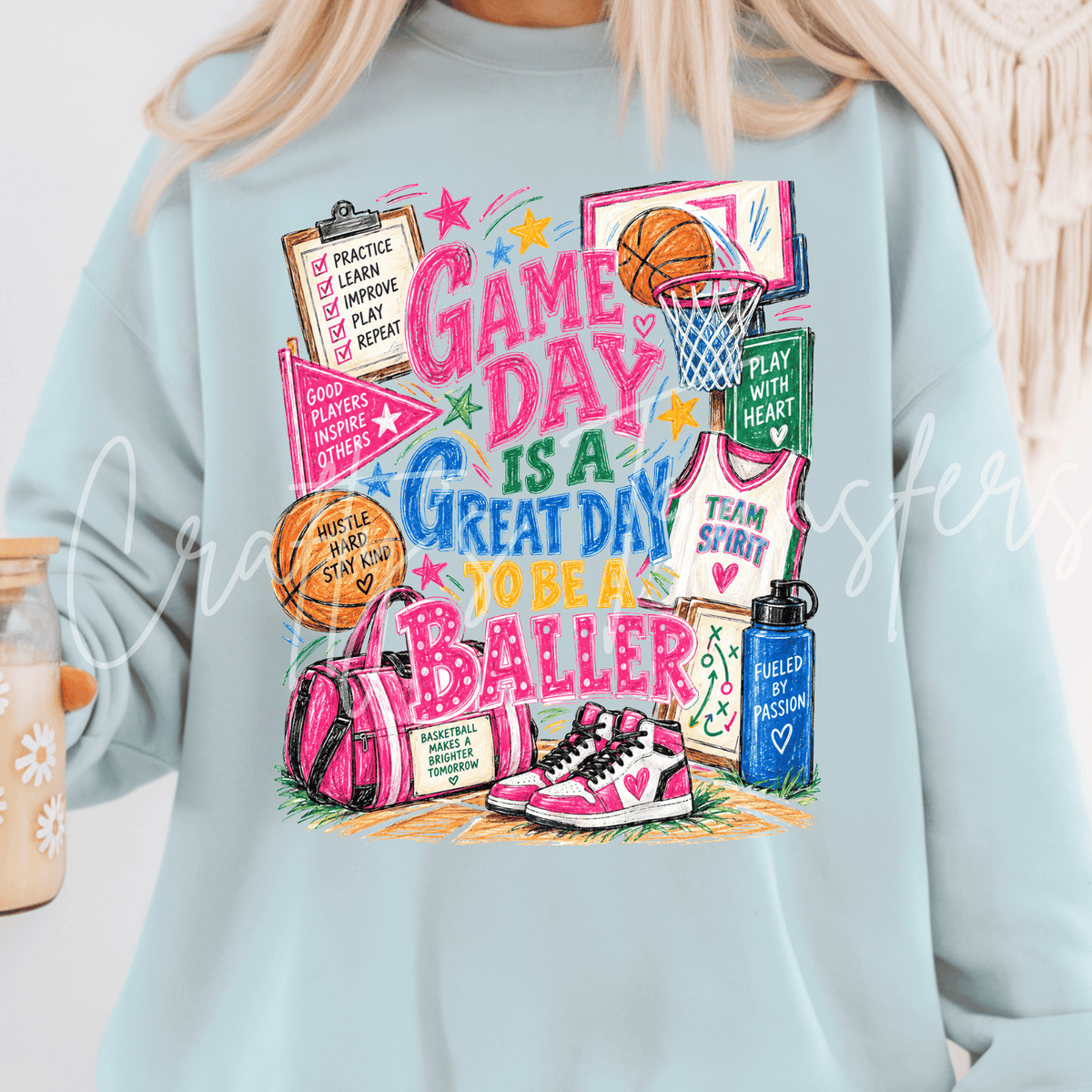Basketball Game Day Baller DTF Transfer – Colorful Basketball Player Graphic – Sports Mom Team Spirit DTF – Ready to Press Transfer