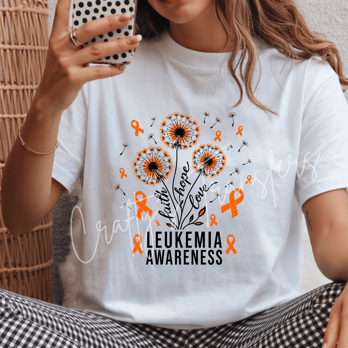 Leukemia Awareness DTF Transfer – Orange Ribbon Faith Hope Love Dandelion Graphic – Ready to Press DTF