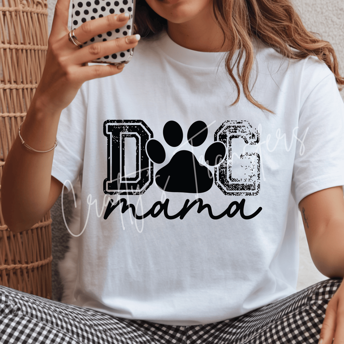 Dog Mom Paw Print DTF Transfer – Distressed Varsity Pet Lover Graphic – Ready to Press DTF