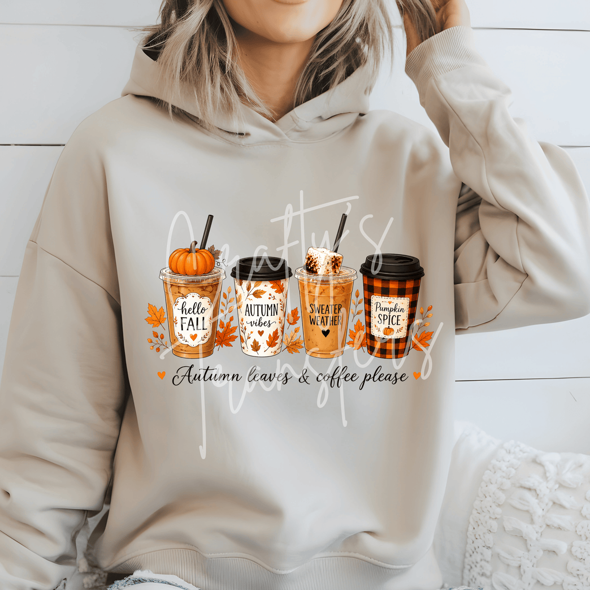 Fall Coffee DTF Transfer – Autumn Leaves & Coffee Graphic – Pumpkin Spice Ready to Press DTF
