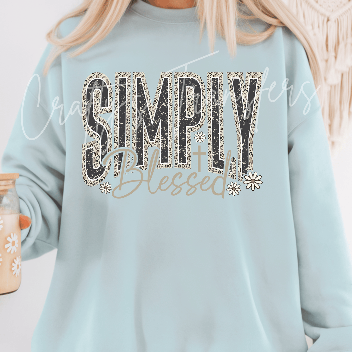 Christian Faith DTF Transfer – Leopard Print Blessed Shirt Design – Daisy Inspirational DTF