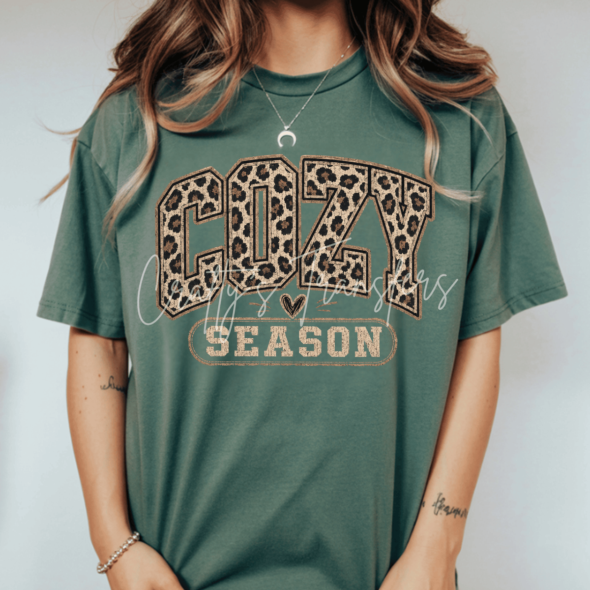 Cozy Season DTF Transfer – Leopard Print Fall Shirt Design – Neutral Autumn DTF