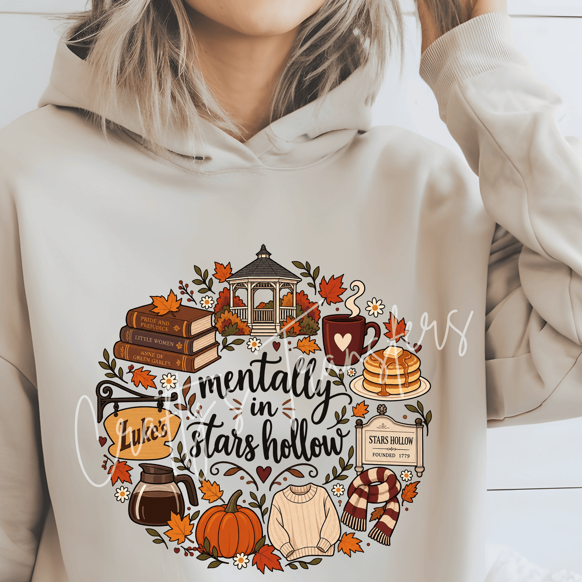 Cozy Book Town DTF Transfer – Fall Coffee & Books Shirt Design – Autumn Book Lover DTF