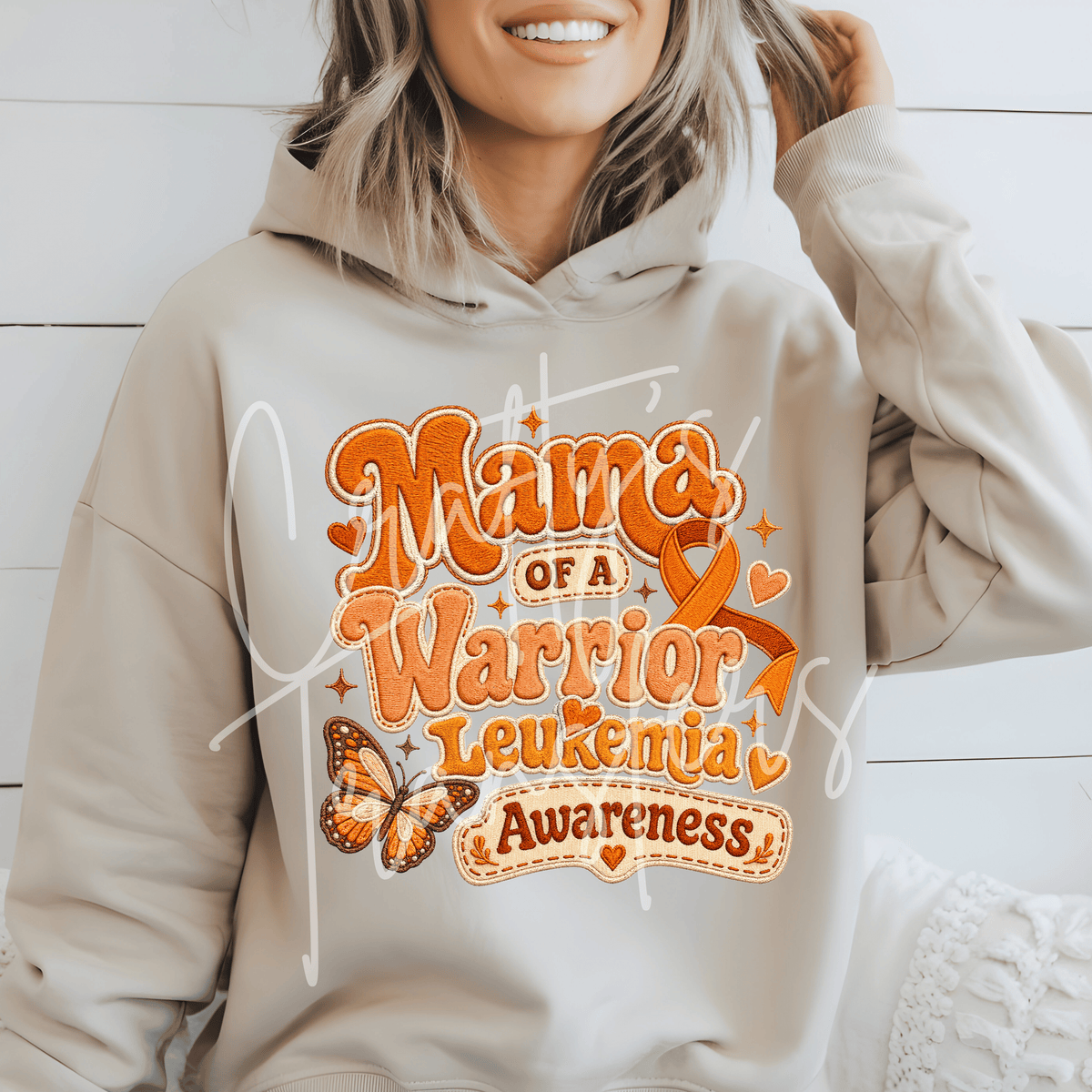 Leukemia Awareness Mom DTF Transfer – Orange Ribbon Butterfly Shirt Design – Cancer Support DTF