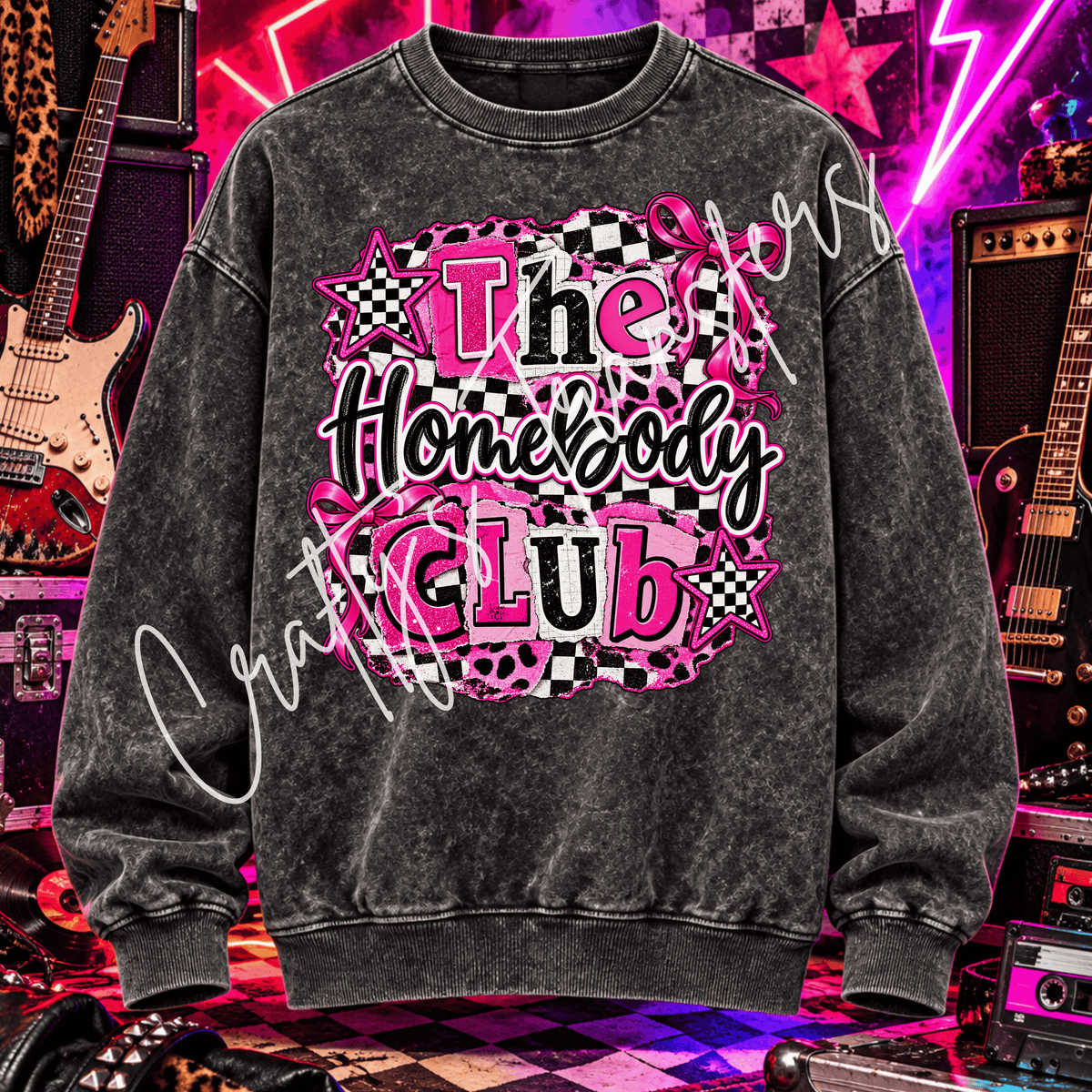 Pink Checkerboard Cozy Club DTF Transfer – Leopard Bow Girly Shirt Design – Trendy Boutique DTF