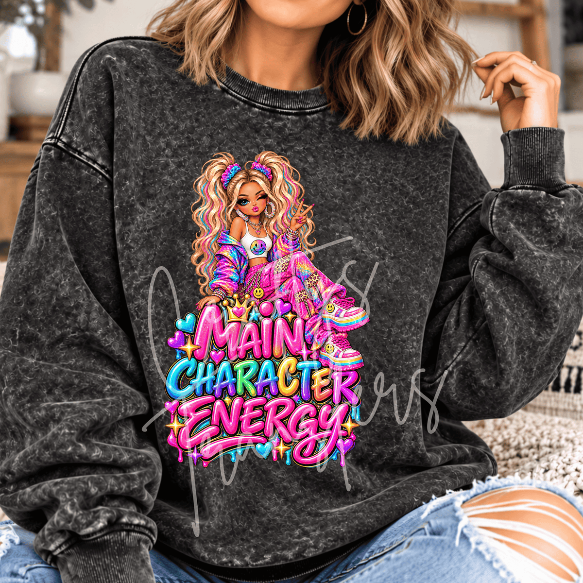 Colorful Sassy Girl DTF Transfer – Retro Girly Y2K Shirt Design – Bright Boutique DTF