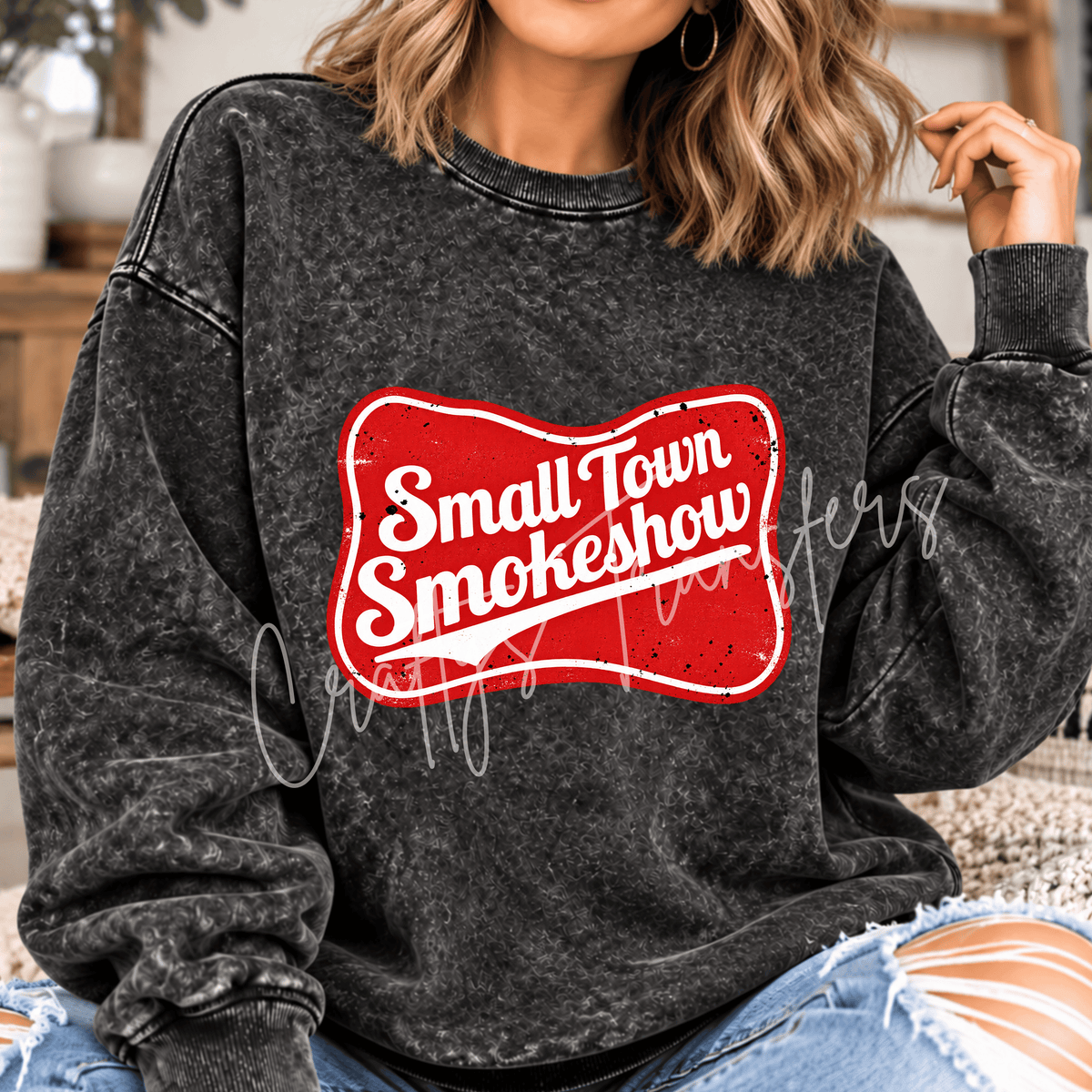Small Town Smokeshow DTF Transfer – Red Retro Country Graphic – Western Ready to Press DTF
