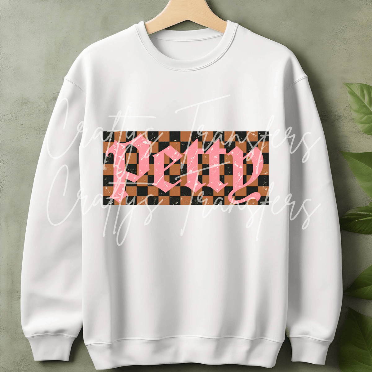 Petty DTF Transfer – Pink Gothic Checkerboard Graphic – Sassy Ready to Press DTF