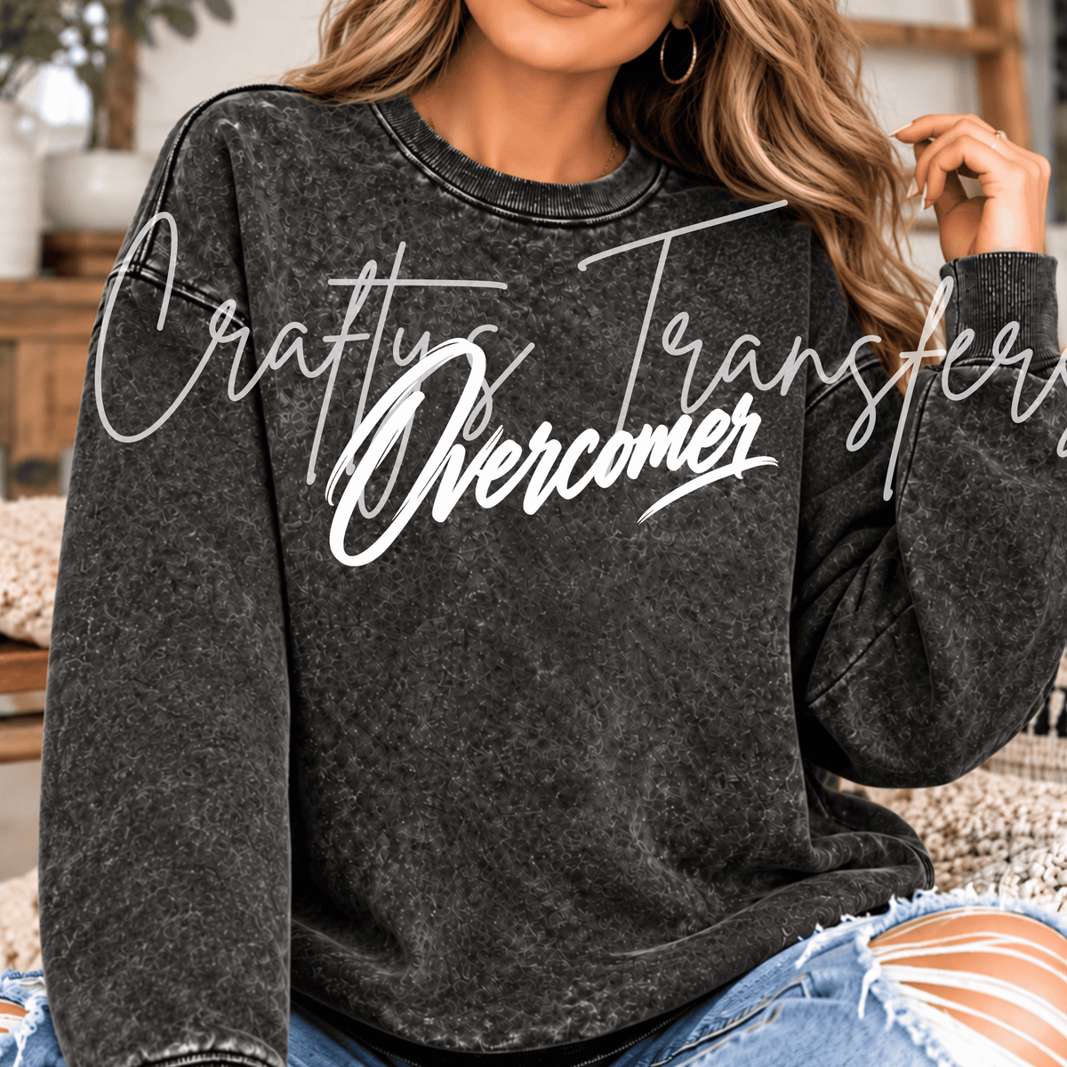 Overcomer DTF Transfer – Inspirational Script Word Graphic – Multiple Colors – Ready to Press DTF