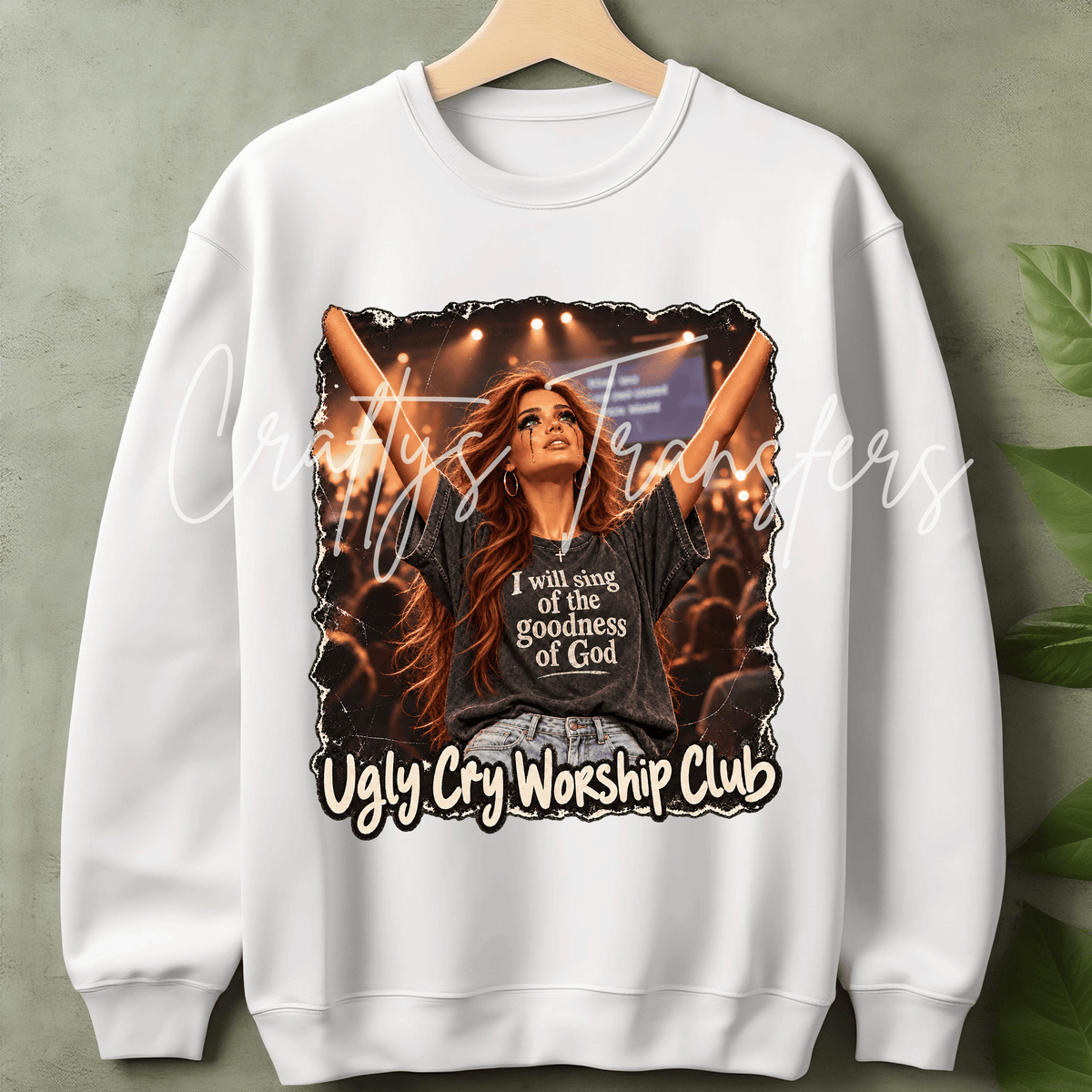Redhead Christian Worship Girl DTF Transfer – Emotional Praise & Faith Inspired Graphic