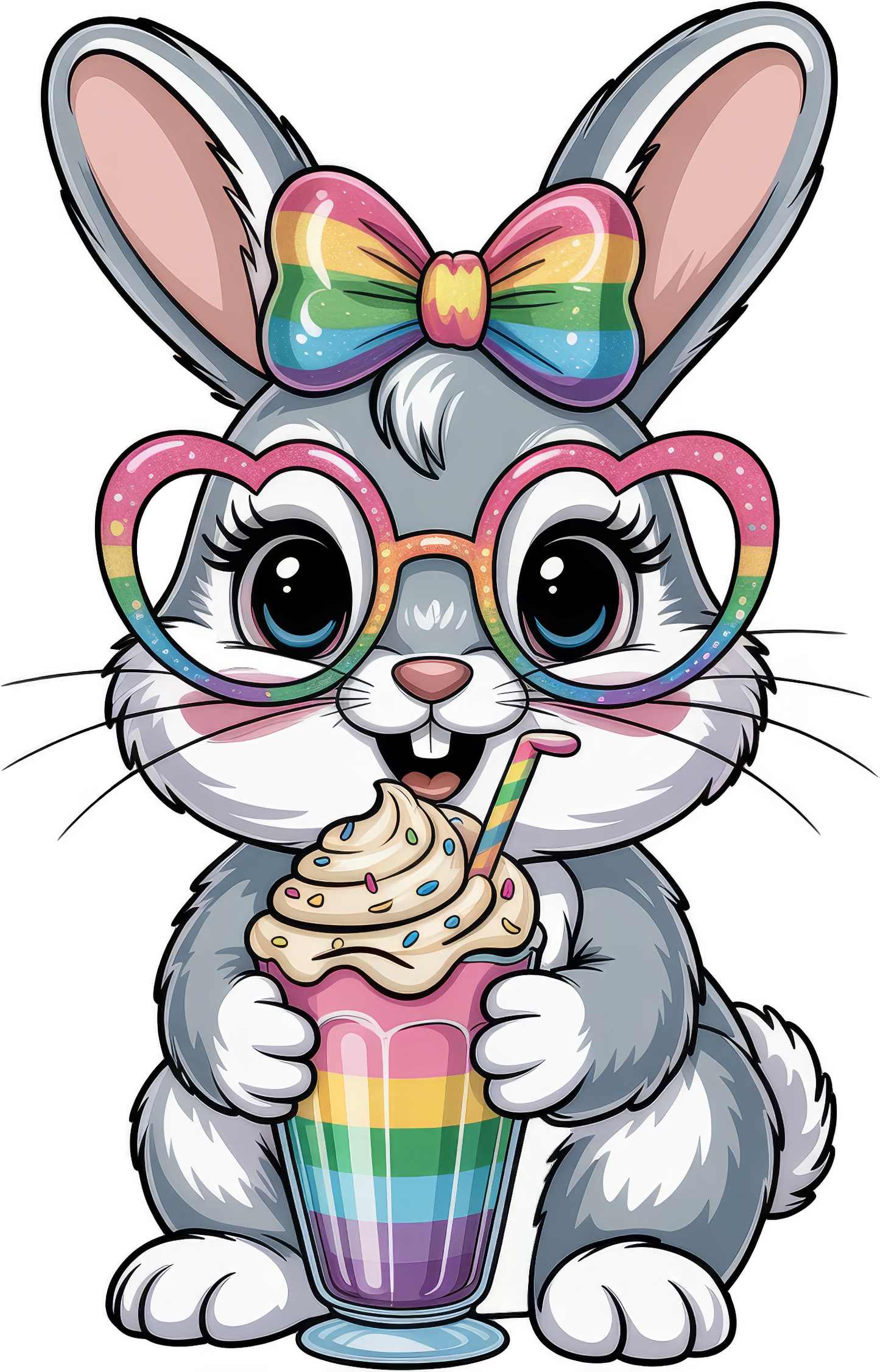 Rabbit Rainbow Bow and Glasses