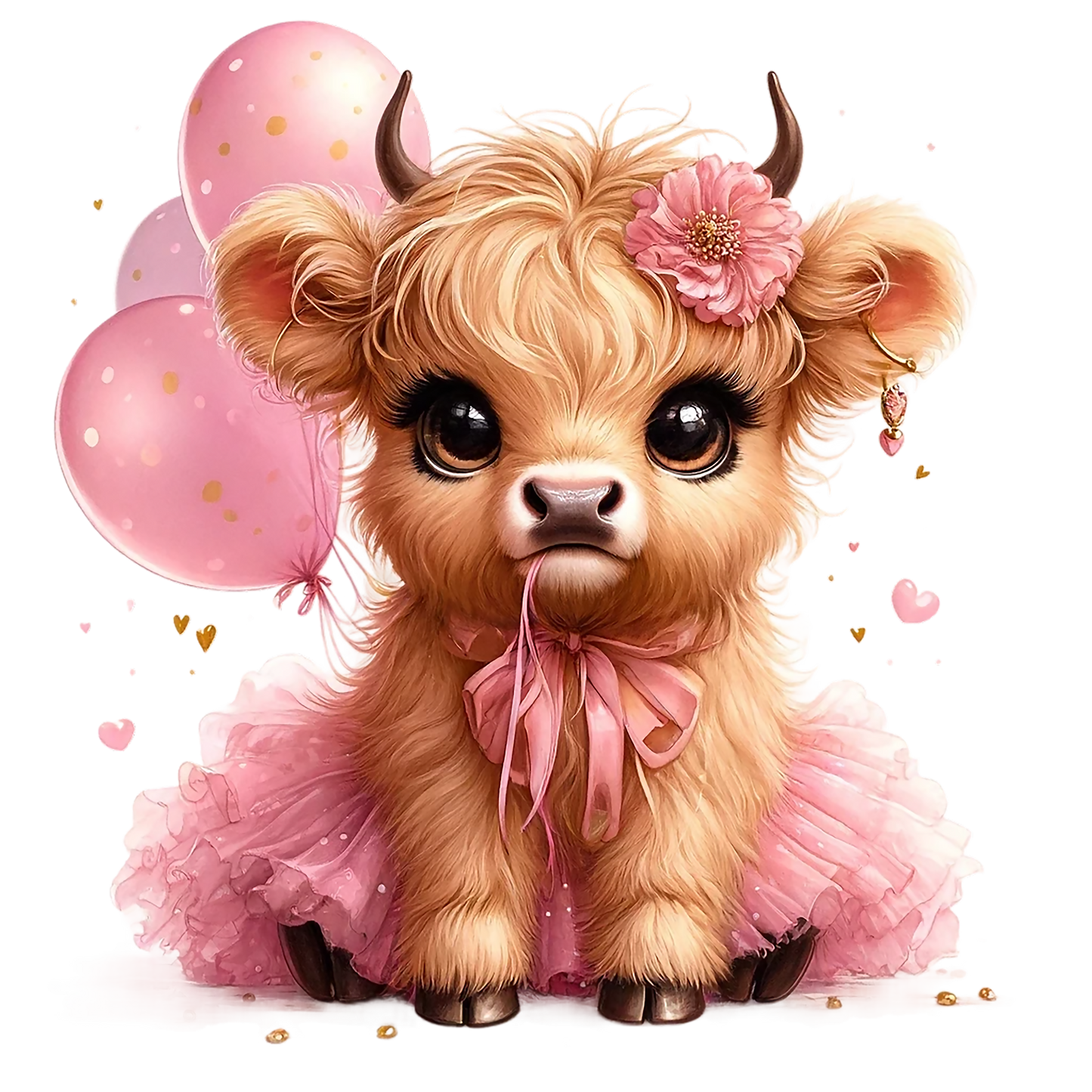 Highland Cow Tutu Pink with Balloons