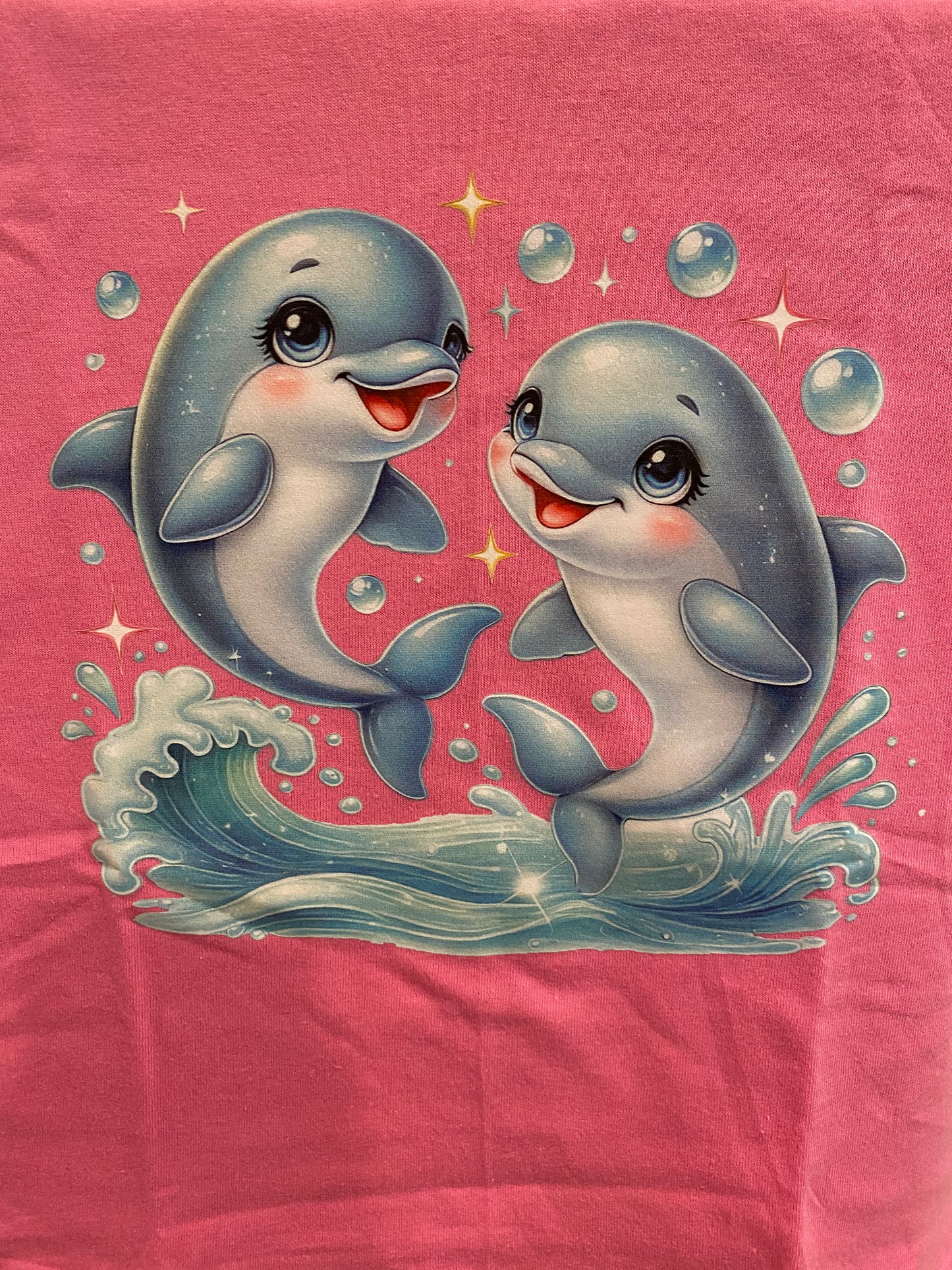 Youth Small - Dolphins on Pink Tee