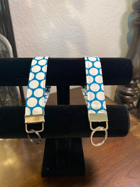 Handmade Cotton Key Fob Wristlets - Teal