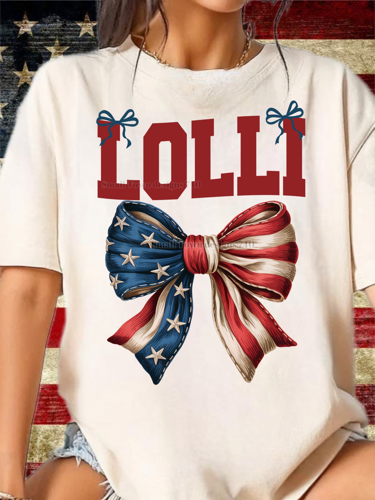 Flag Bow - Mamaw | Nana | Wifey | Mama | Bonus Mama | Mimi | Gigi | Nanny | Honey | Lolli | NYNY | Marines