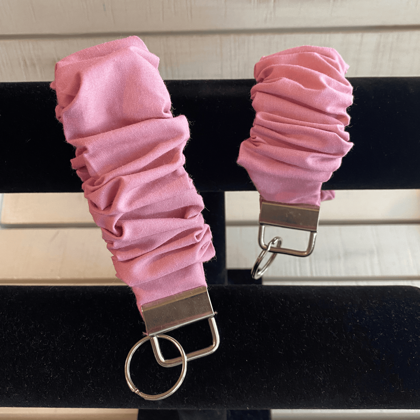 Pink Scrunchie Keychain Wristlet | Soft Fabric Wrist Key Chain | Cute Everyday Accessory