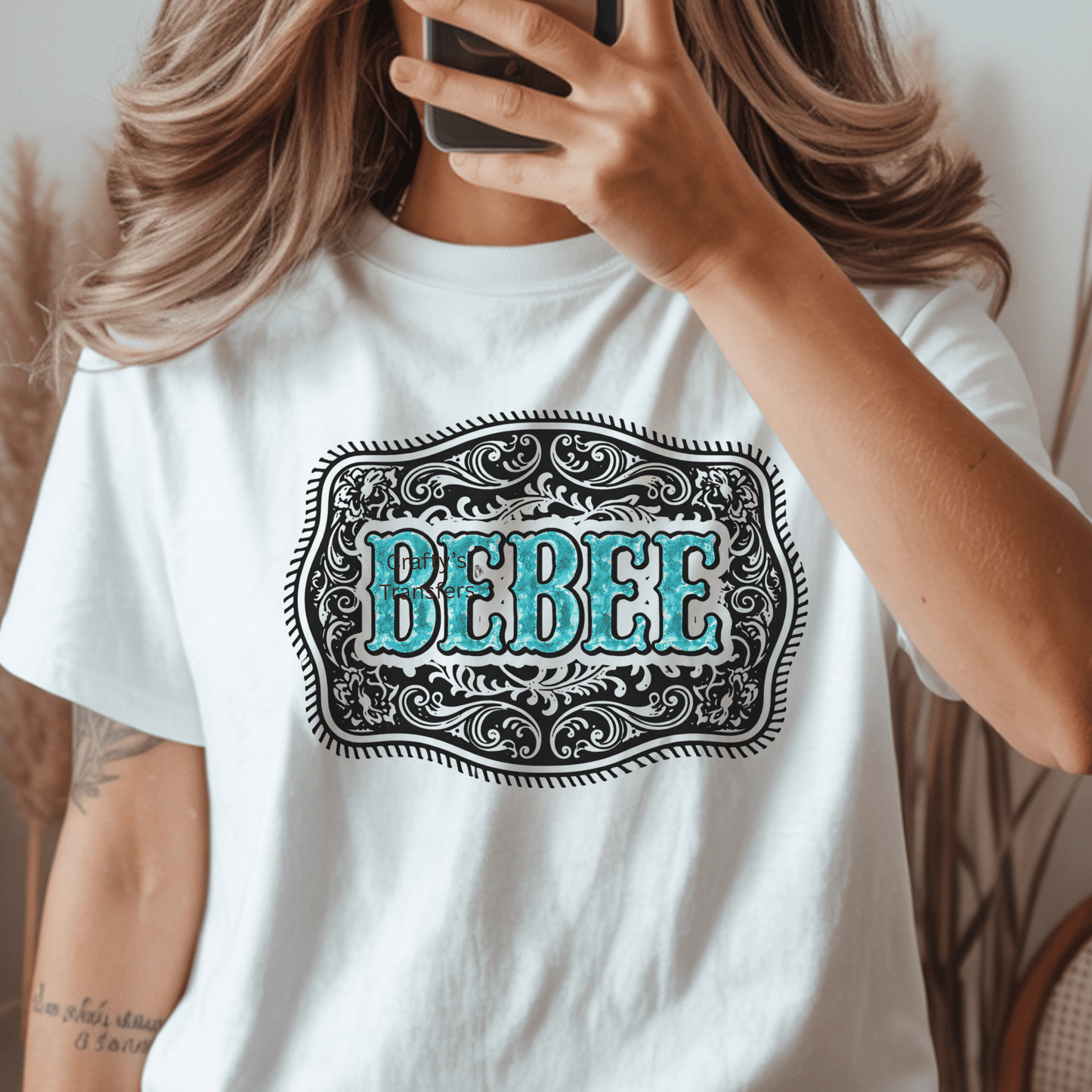 BEBEE Turquoise Western Name DTF Transfer | Custom Nickname Shirt Design | Boutique Heat Transfer