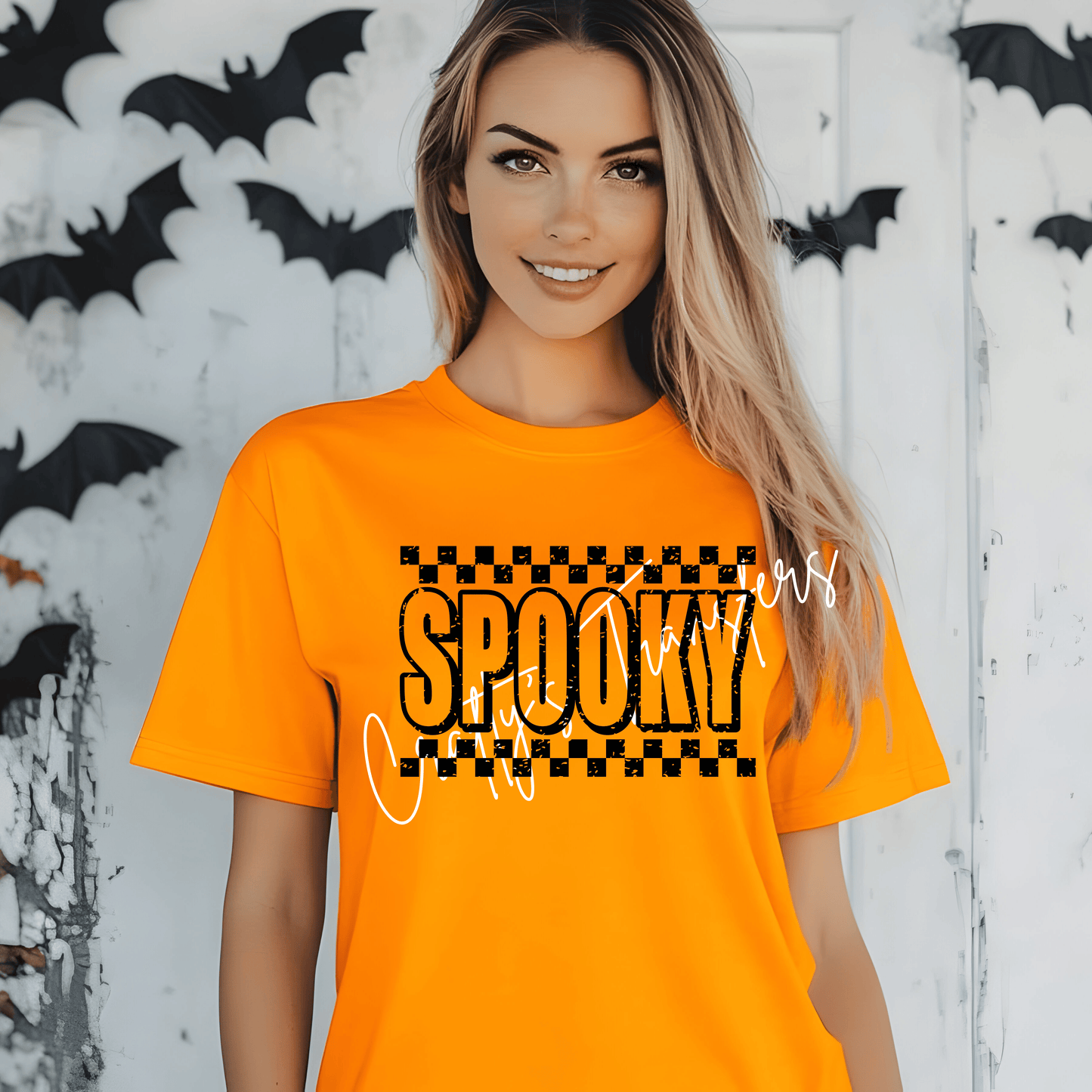 Spooky DTF Transfer | Halloween Checkered Graphic Shirt Transfer | Retro Spooky Season Heat Transfer | Ready to Press