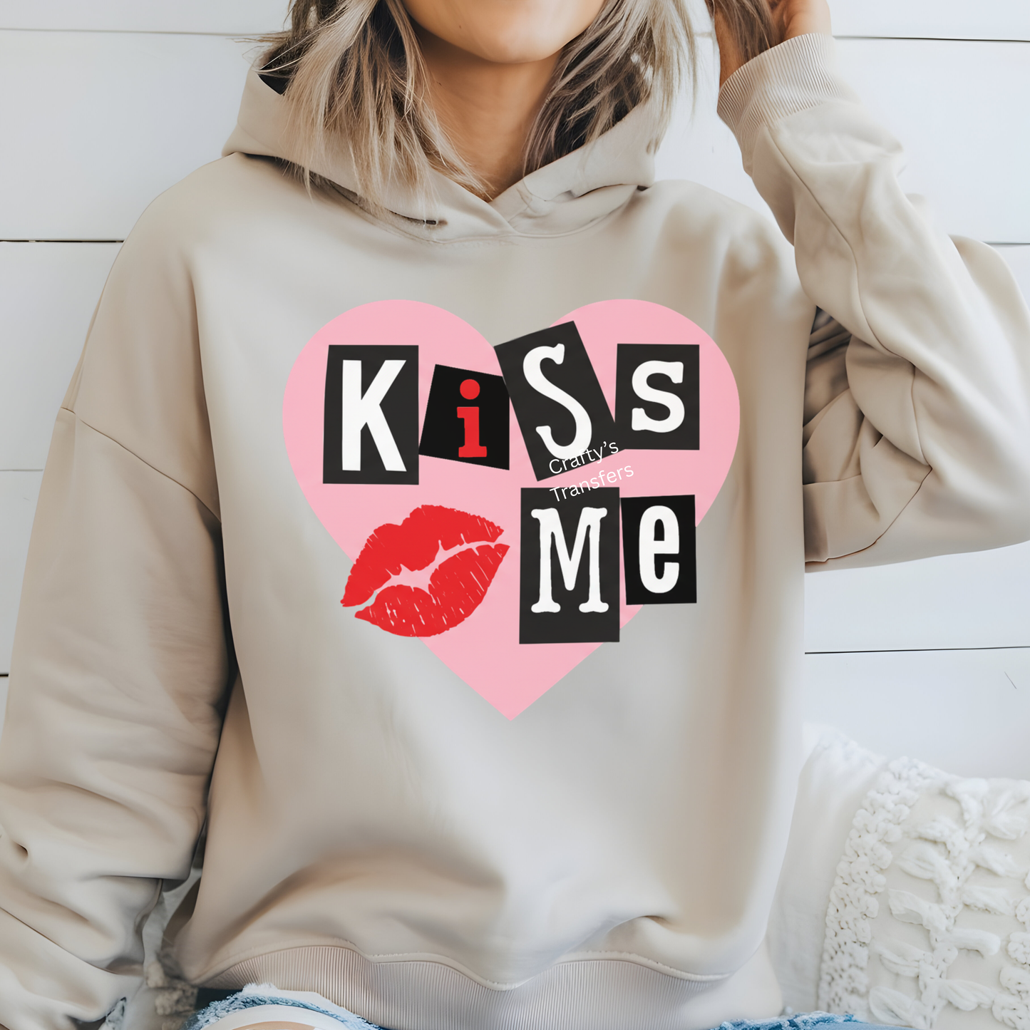 Kiss Me Heart DTF Transfer | Valentine’s Day Shirt Heat Transfer | Retro Love Graphic Design