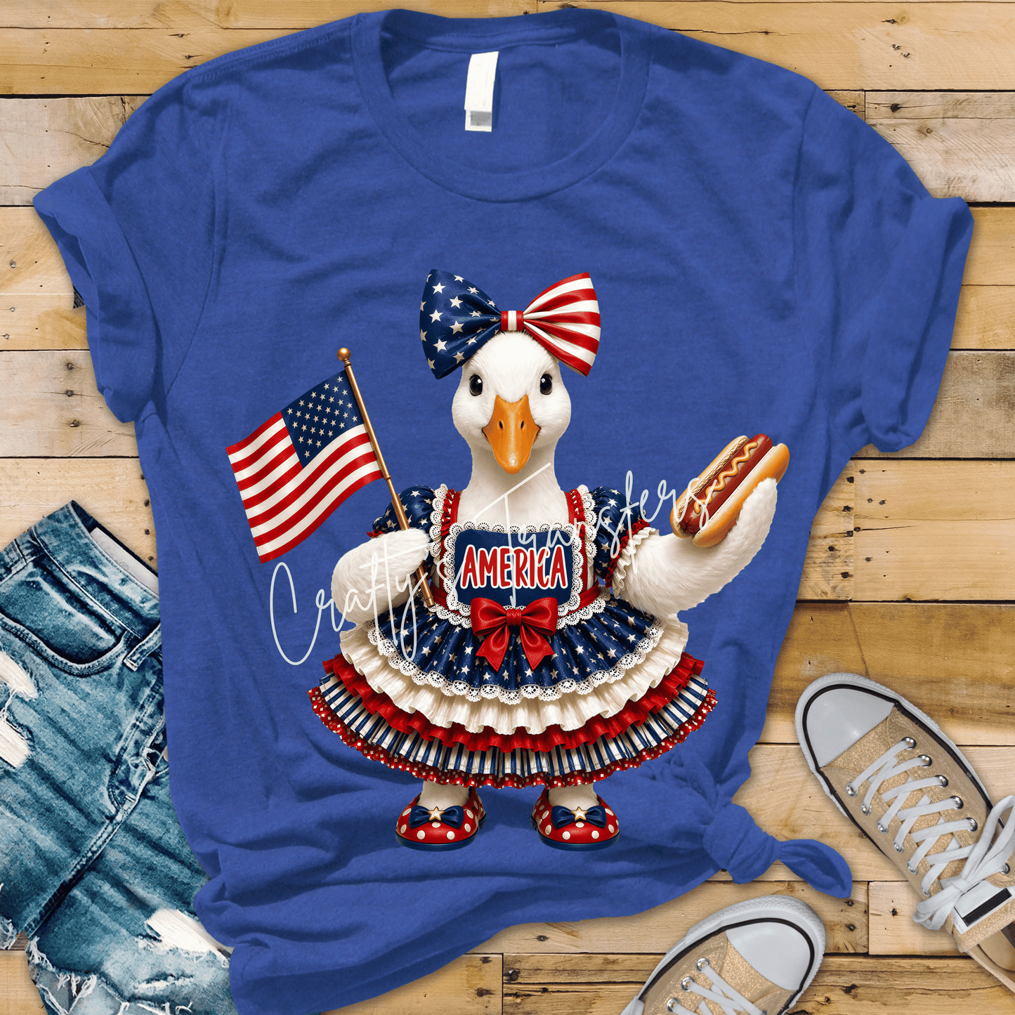 Patriotic America Goose DTF Transfer | Cute 4th of July Goose Shirt Transfer | Americana Duck Graphic Tee Design