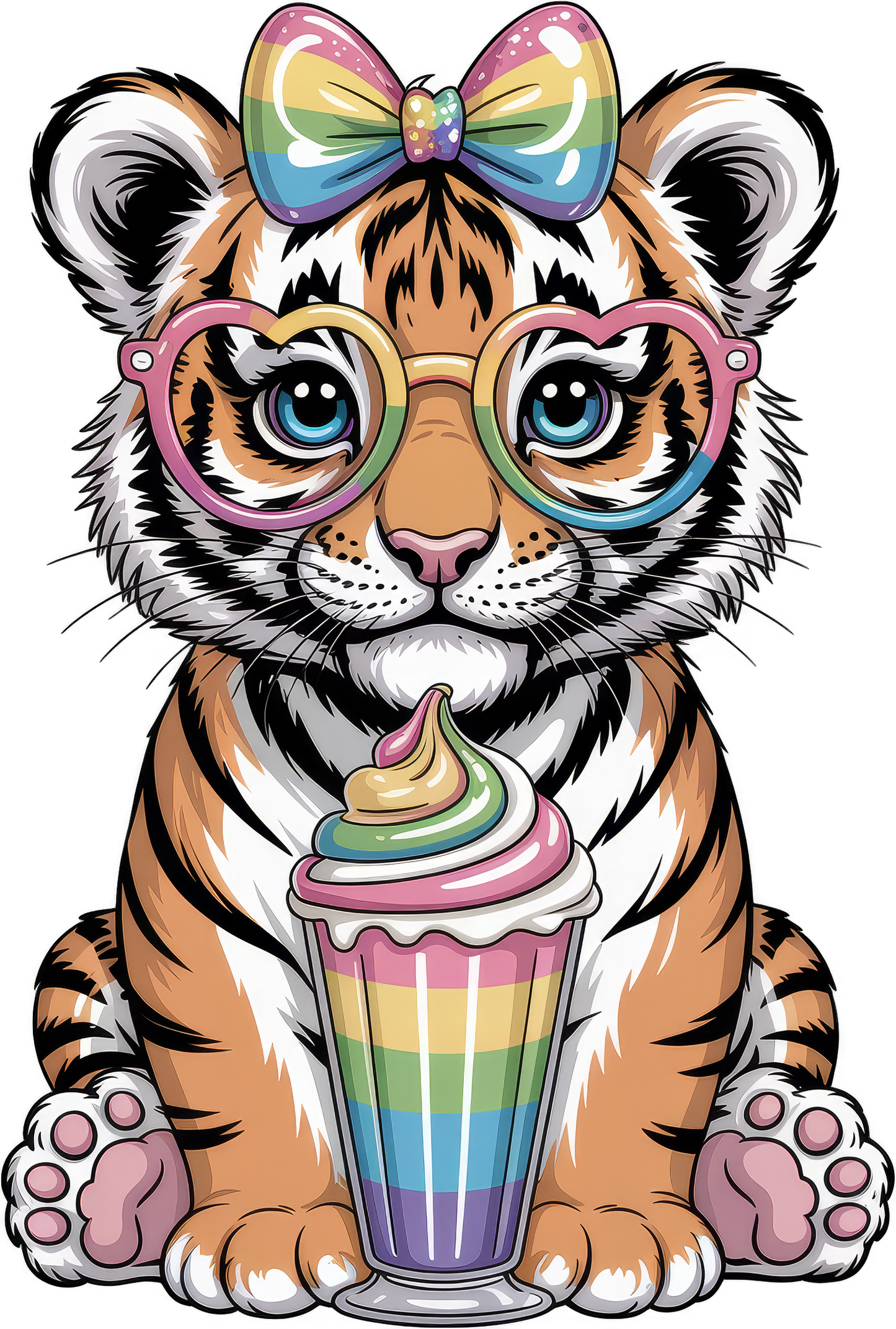 Baby Tiger Rainbow Bow and Glasses