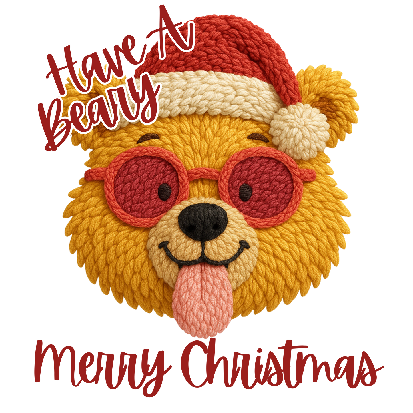 Have A Beary Christmas - Faux Yarn Bear