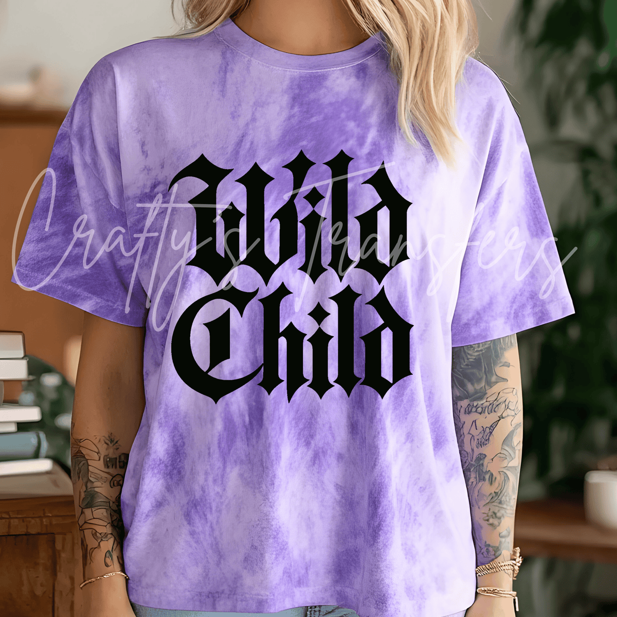 Wild Child DTF Transfer – Black Gothic Typography Graphic – Edgy Ready to Press DTF