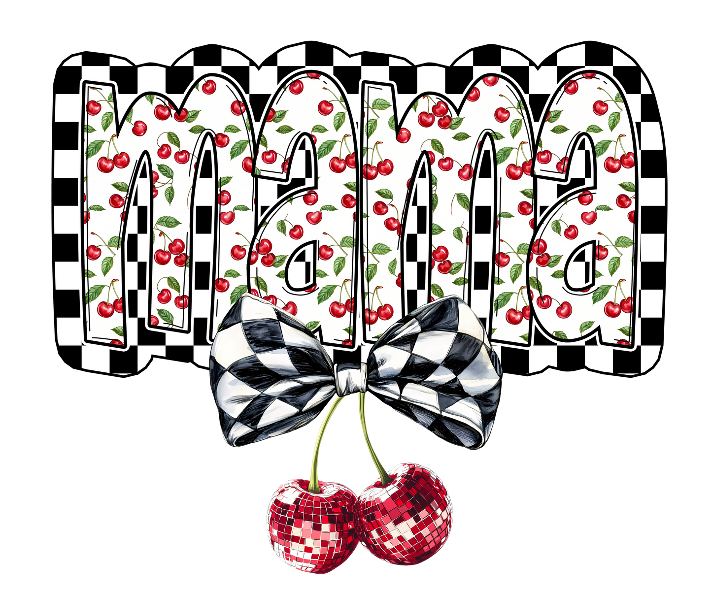 Cherry Bow with Name Options - DTF Transfer