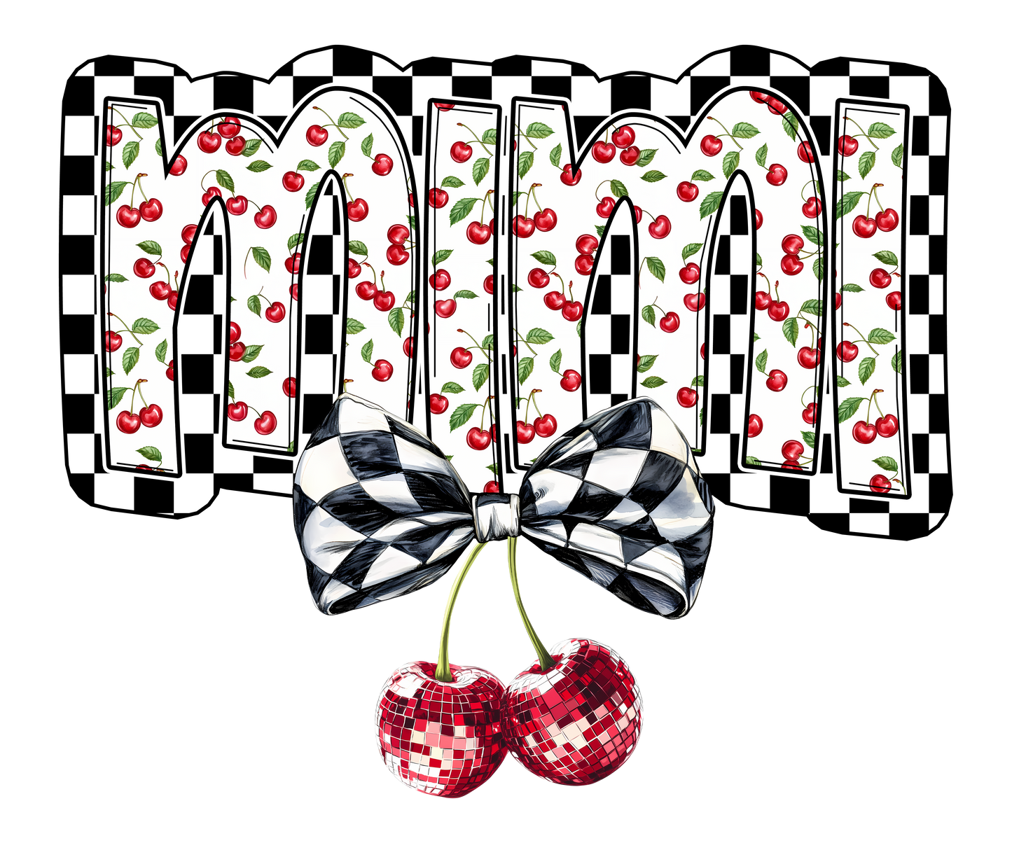 Cherry Bow with Name Options - DTF Transfer