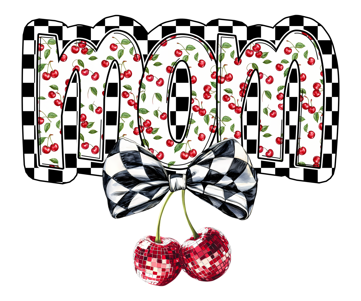 Cherry Bow with Name Options - DTF Transfer
