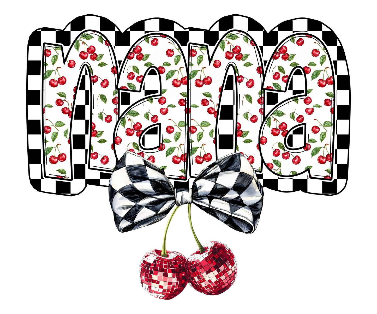 Cherry Bow with Name Options - DTF Transfer