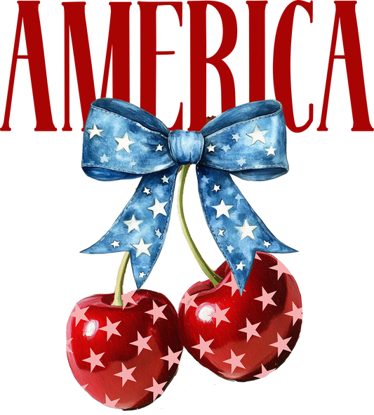 America Cherries and Blue Bow - DTF Transfer
