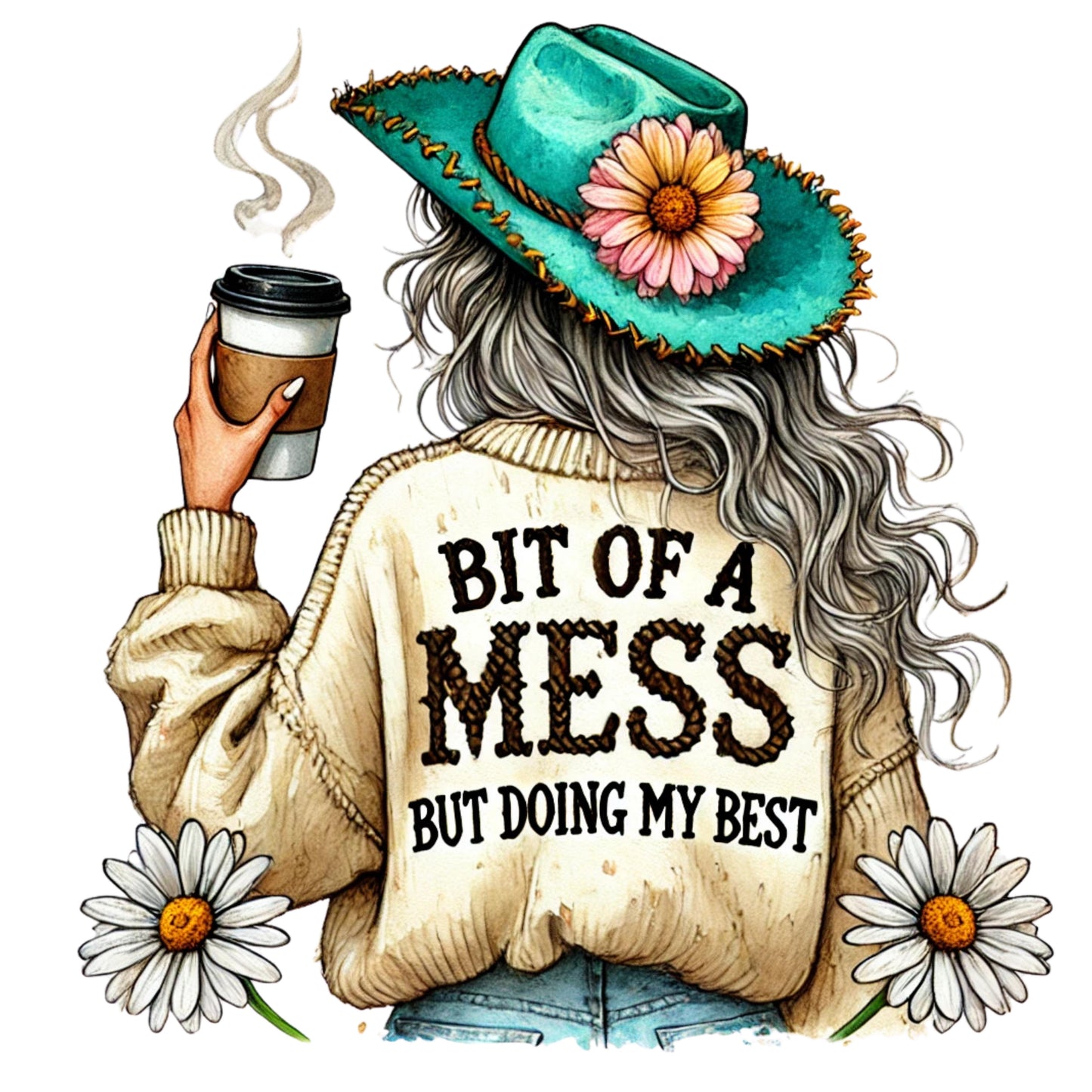 Bit Of A Mess - Grey - DTF Print