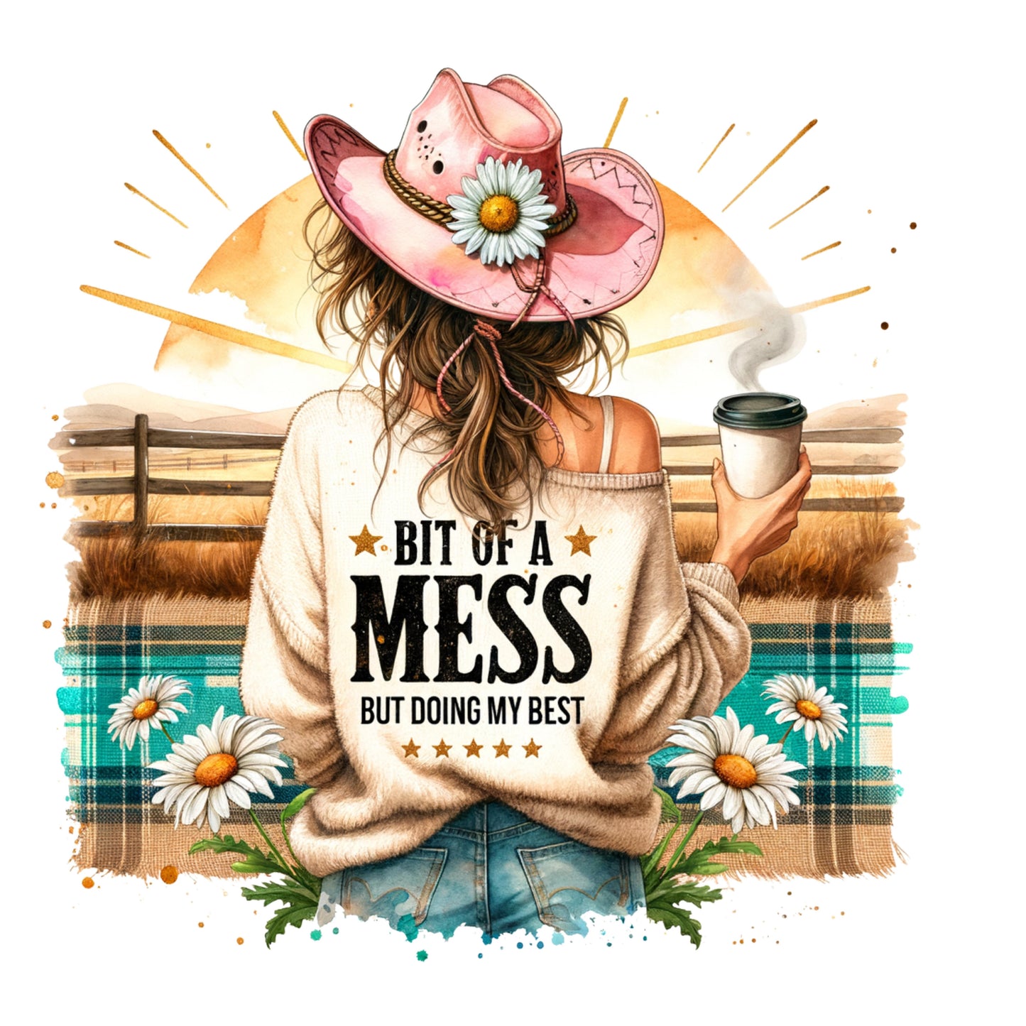 Bit Of A Mess - Pink Hat - DTF Print