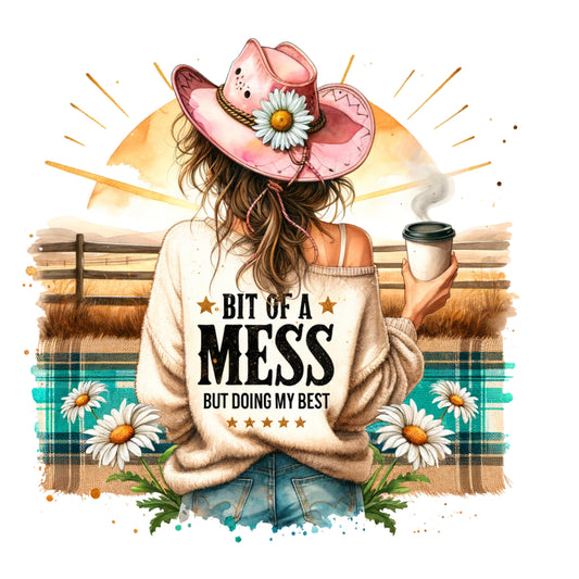 Bit Of A Mess - Pink Hat - DTF Print