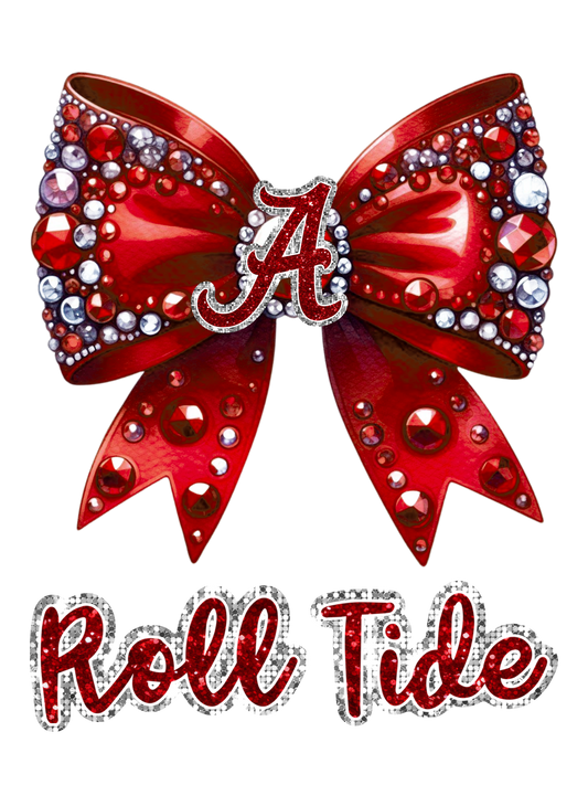 Sparkly Alabama Bow Roll Tide - Red