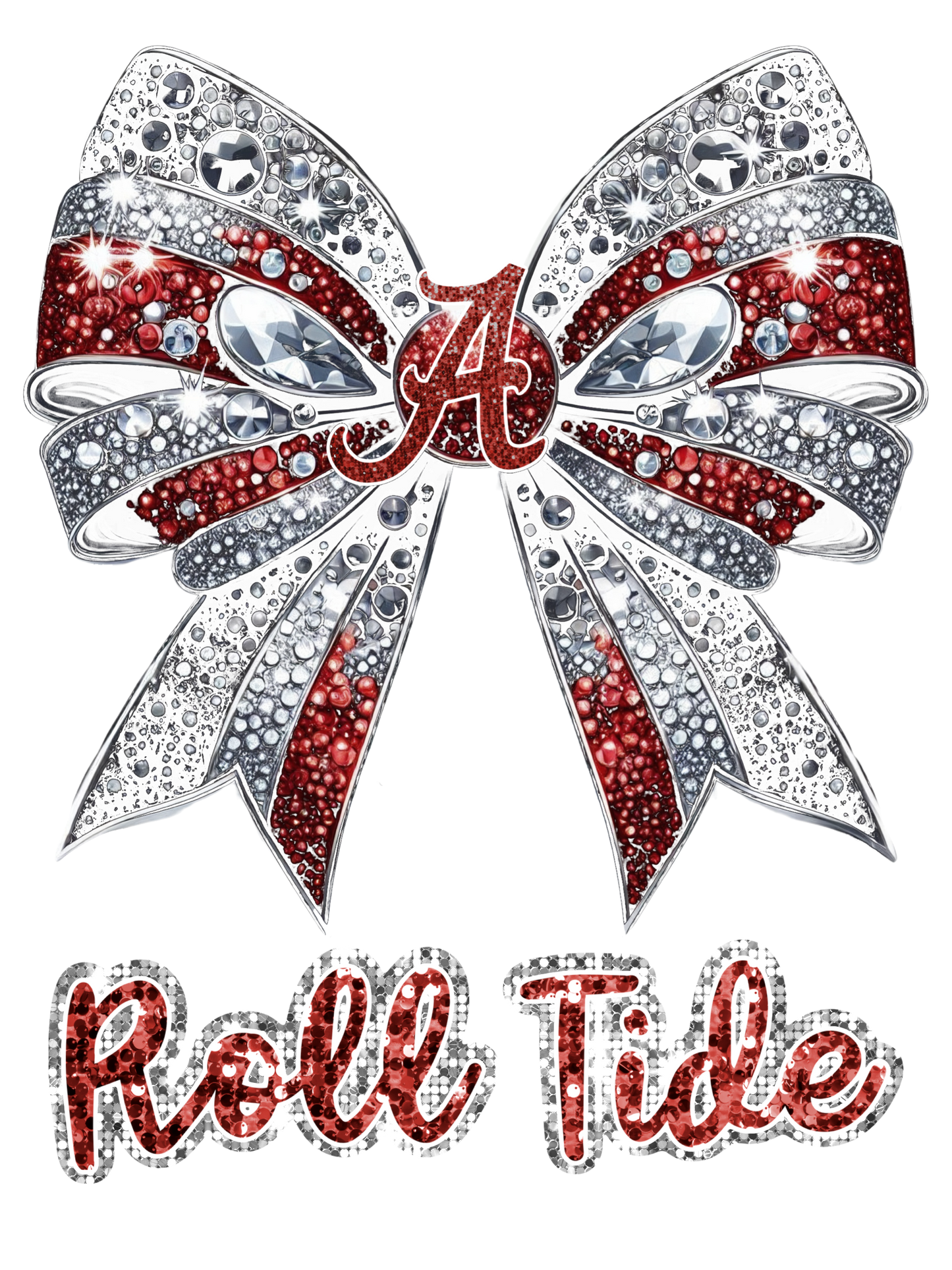 Sparkly Alabama Bling Bow Roll Tide - Silver