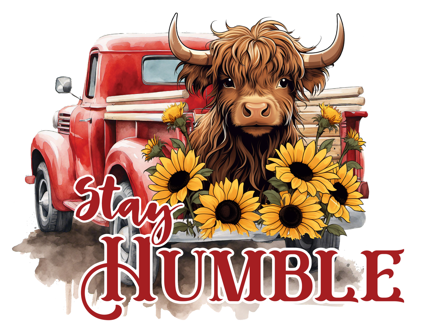 Stay Humble Highland Heifer - Red Truck
