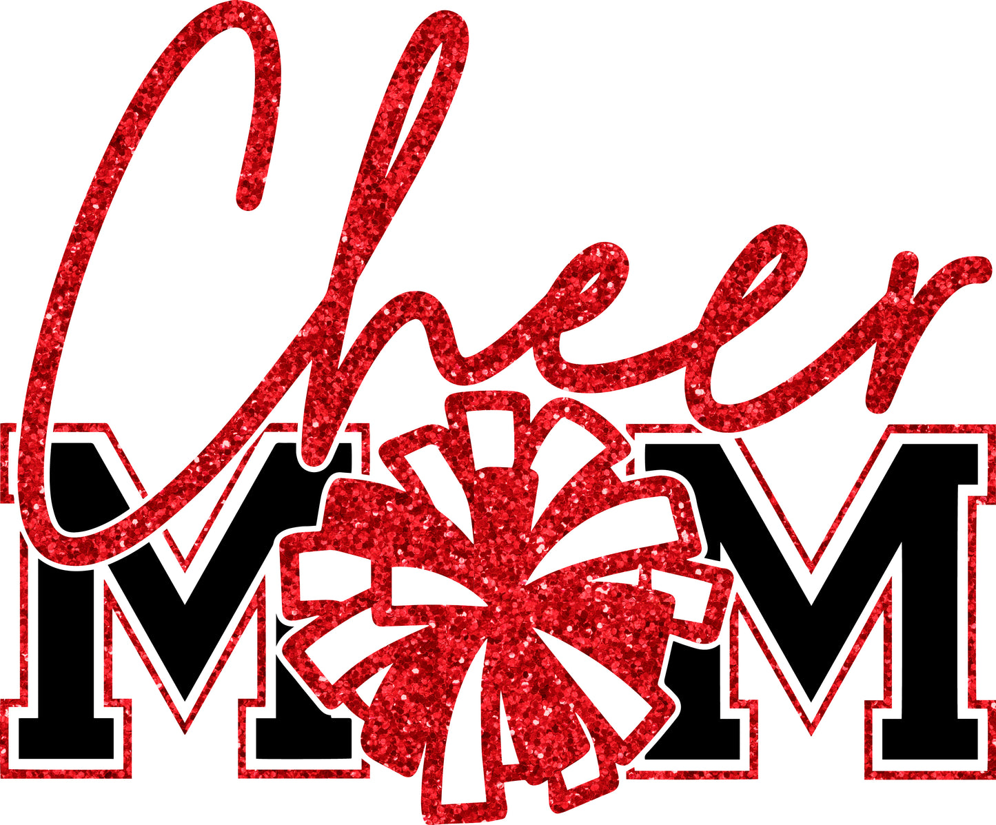 Cheer Mom - Red & Black Glittery