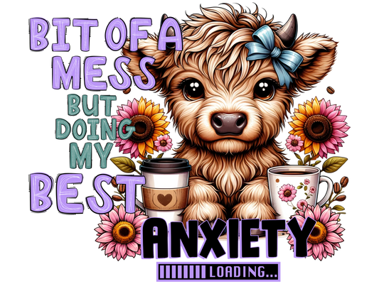 Bit of a Mess But Doing My Best Anxiety Loading (purple) - DTF Print