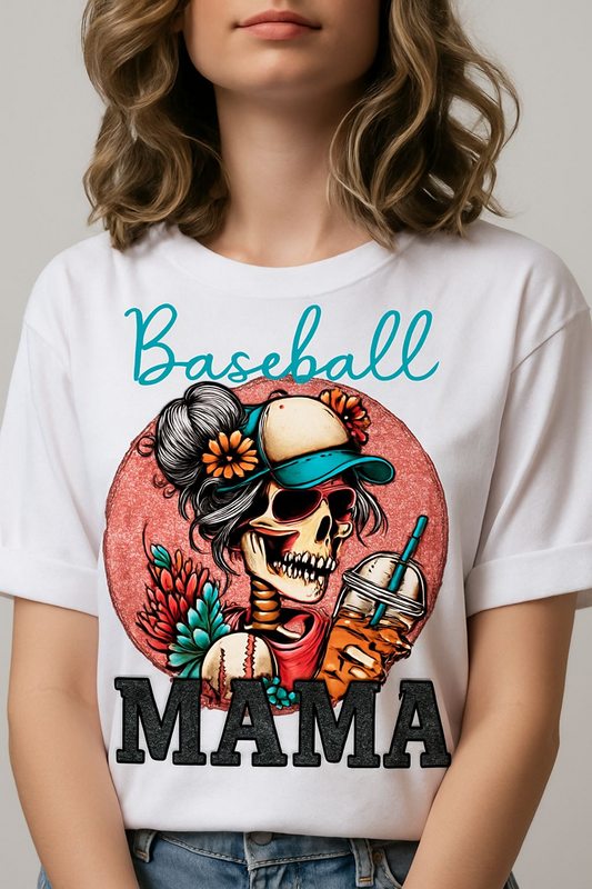 Baseball Mama Skeleton DTF Print