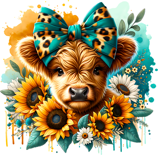 Highland Cow Coquette Floral