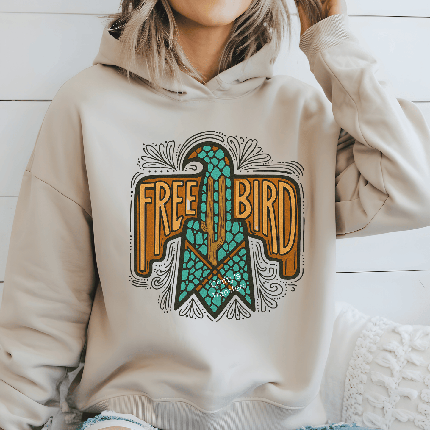 Free Bird Western Thunderbird DTF Transfer | Southwestern Country Shirt Heat Transfer | Vintage Boho Western Design