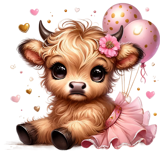 Highland Cow Tutu Pink