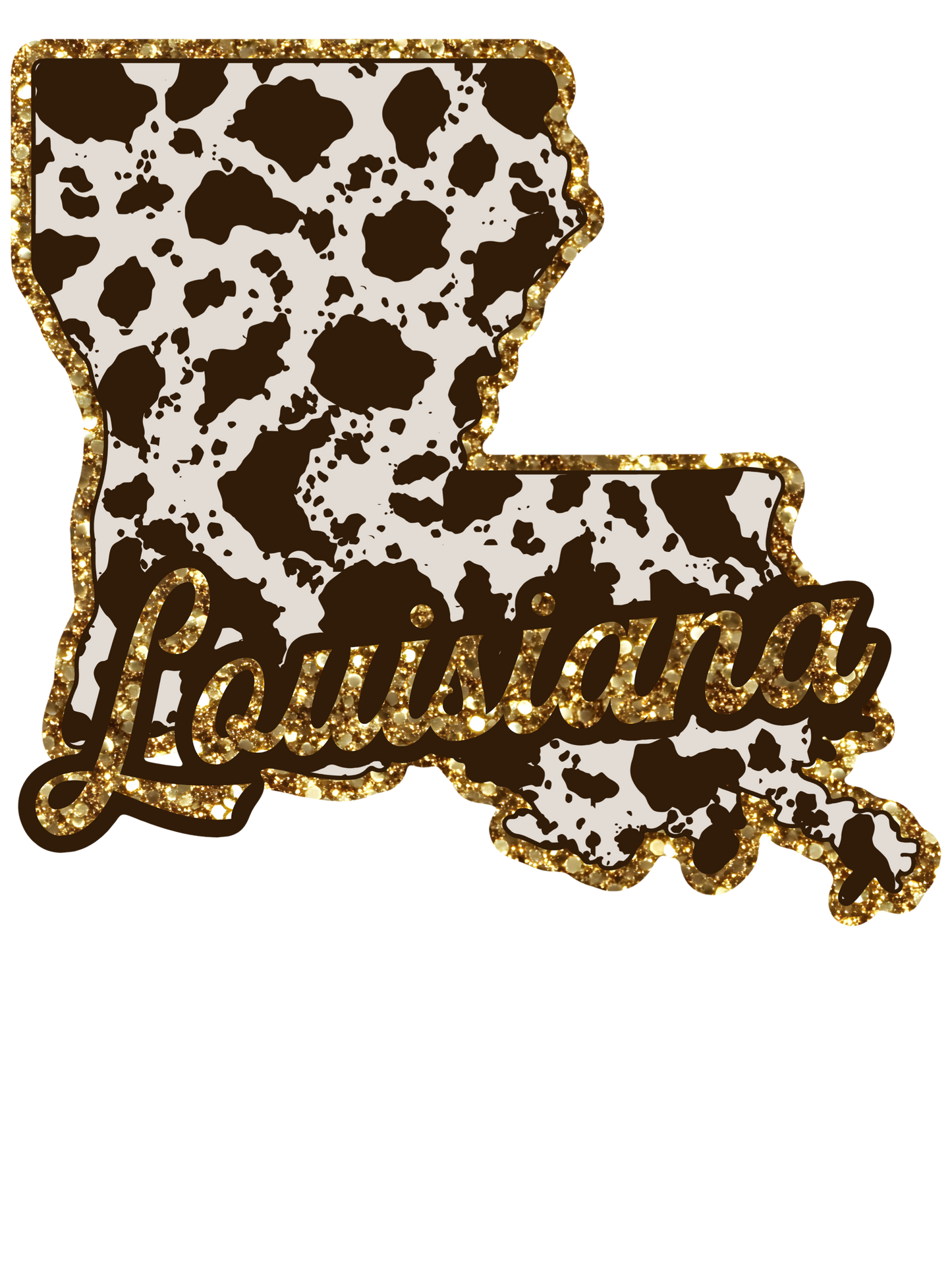 Cow Print State Sparkly Gold Outline